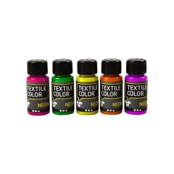 Neon Textielverf - Set van 5 Kleuren, 50ml