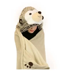 Noxxiez Knuffeldeken met Capuchon Egel, 130x100cm