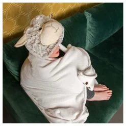 Noxxiez Knuffeldeken met Capuchon Schaap, 130x100cm