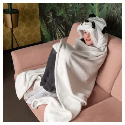 Noxxiez Knuffeldeken met Capuchon Panda, 130x100cm