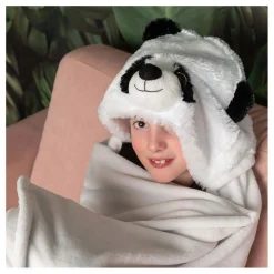 Noxxiez Knuffeldeken met Capuchon Panda, 130x100cm