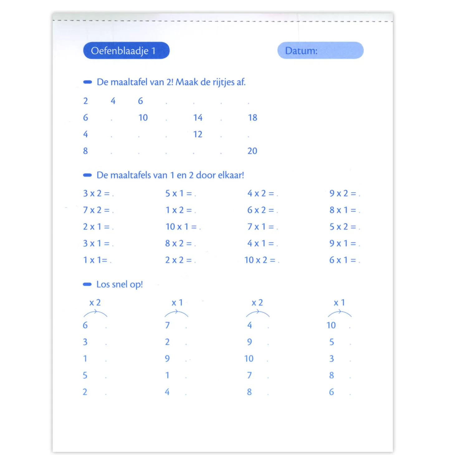 Oefenblaadjes Maaltafels En Deeltafels (7-8