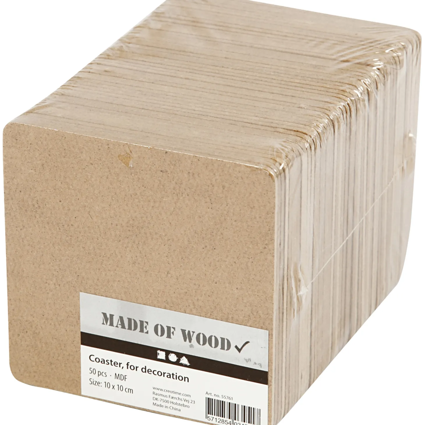 Onderzetters MDF 10x10cm, 50st.