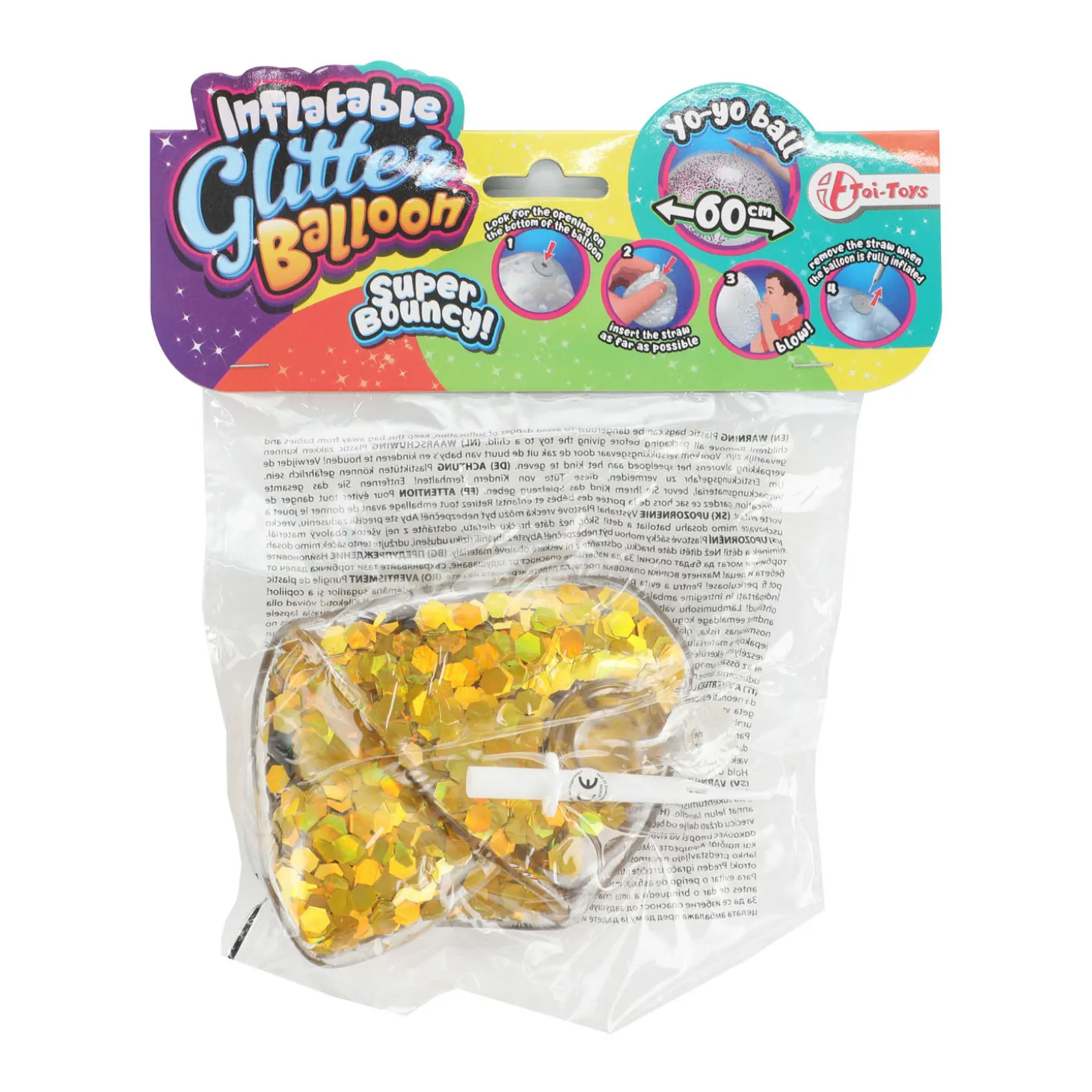 Opblaasbare Glitter Ballon, 60cm