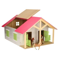 Paardenstal Roze met 2 Boxen en Berging, 1:24