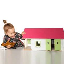 Paardenstal Roze met 2 Boxen en Berging, 1:24