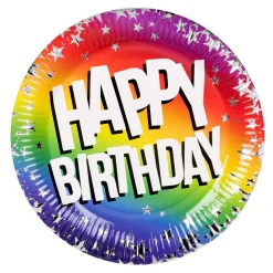 Papieren borden Happy Birthday 23cm, 10st.