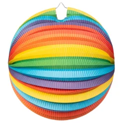 Papieren Lantaarn Rond Regenboog, 25cm