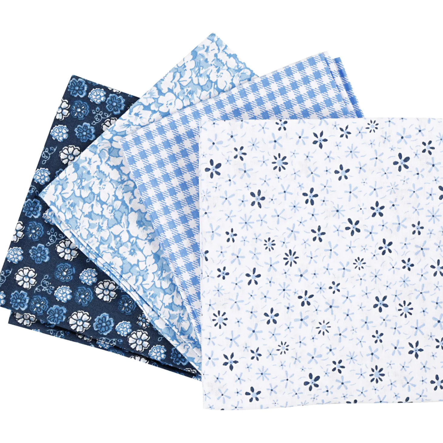 Patchwork Stof Blauw 45x55cm, 4st.