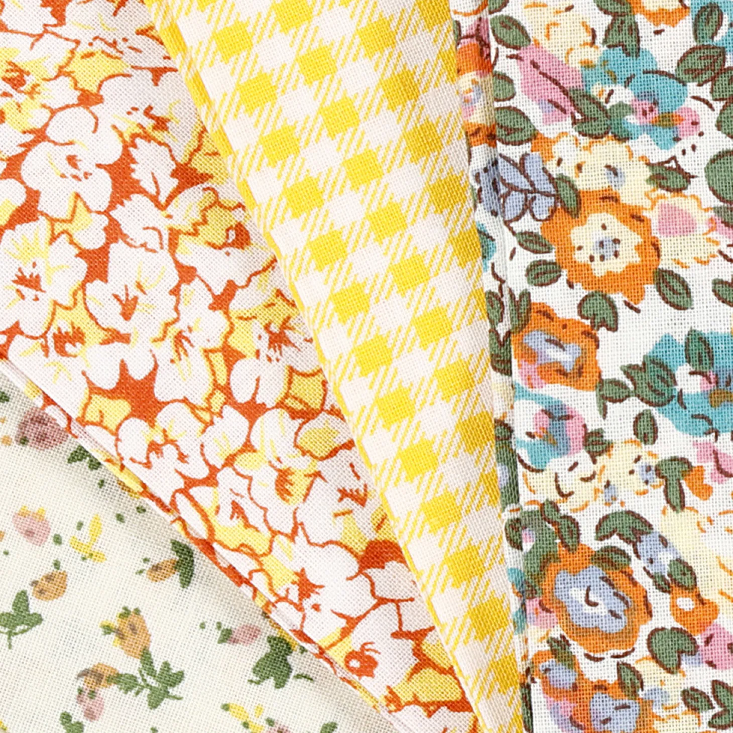 Patchwork Stof Geel 45x55cm, 4st.