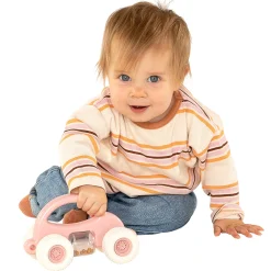 Peuter Speelgoedauto met Rammelaar - Pastel Roze