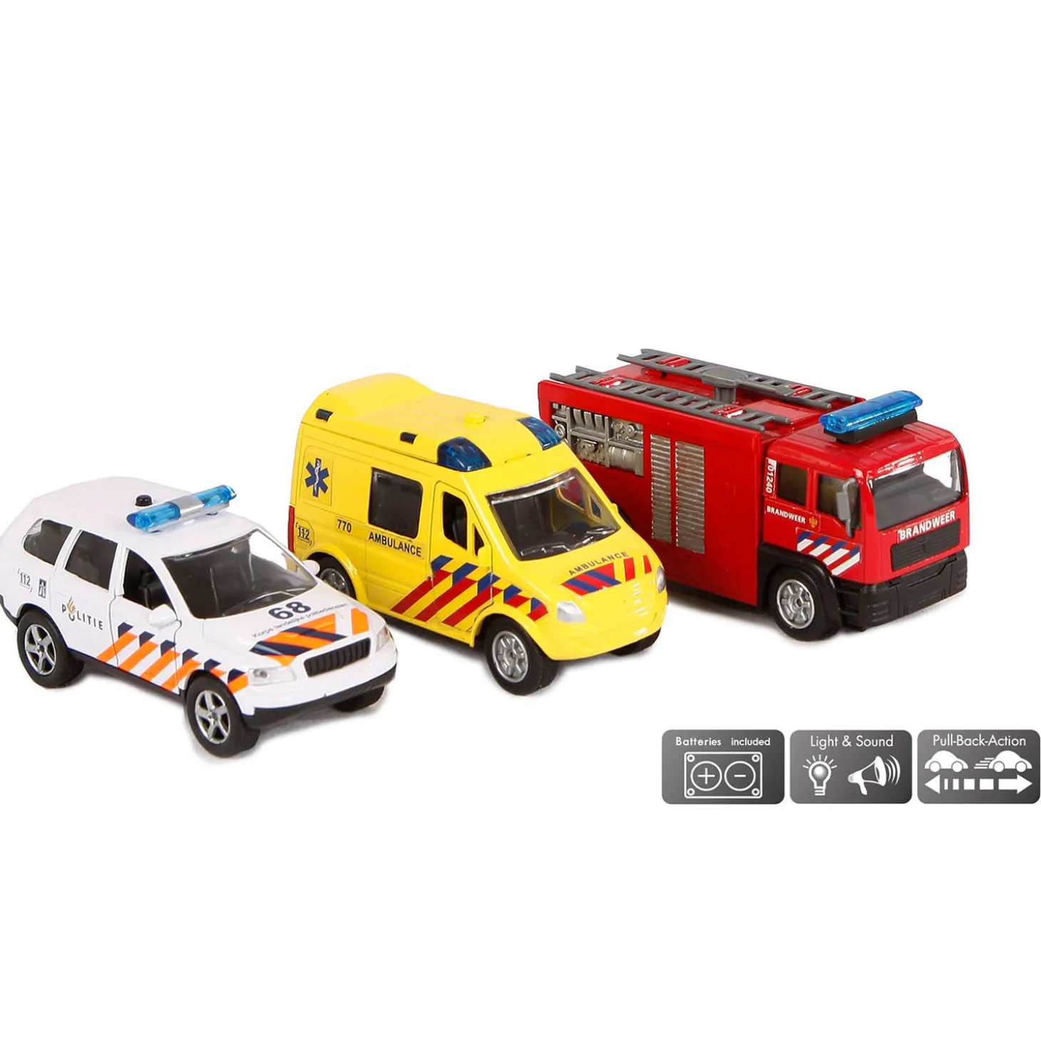 2-Play Die-cast Hulpdienst Voertuigen NL met Licht en Geluid