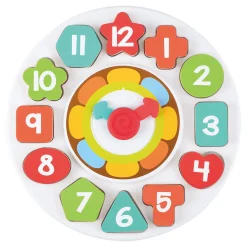 Playgo Houten Sorteer Vormen - en Leerklok  - 13dlg.
