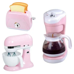 Playgo Keukenmixer - Koffiezetapparaat en Broodrooster Roze - 7dlg.