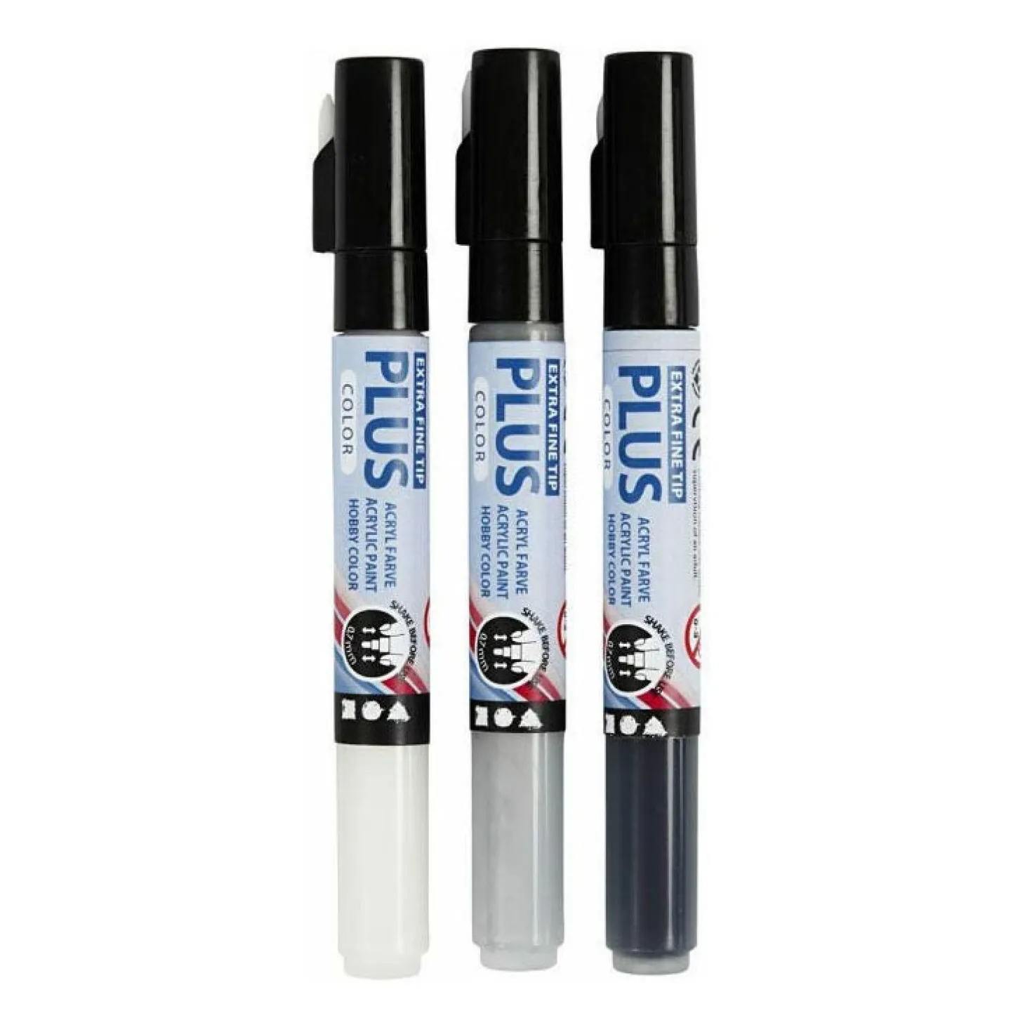 Plus Color Marker - Zwart/Off-white/Rain Grey, 3st.