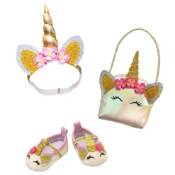 Poppen Accessoires Glitter Eenhoorn Set, 30-34 cm