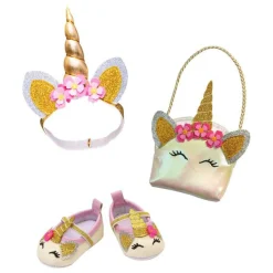 Poppen Accessoires Glitter Eenhoorn Set, 38-45 cm