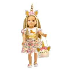 Poppen Accessoires Glitter Eenhoorn Set, 38-45 cm