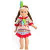 Poppen Indianenset Blauwe Veren, 28-35 cm