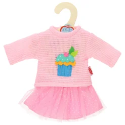 Poppen Pullover met Rok Roze, 28-35 cm