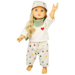 Poppen Ribfluwelen Broek Hartjesconfetti, 35-45 cm