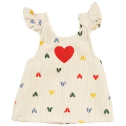 Poppen Ribfluwelen Jurk Hartjesconfetti, 35-45 cm