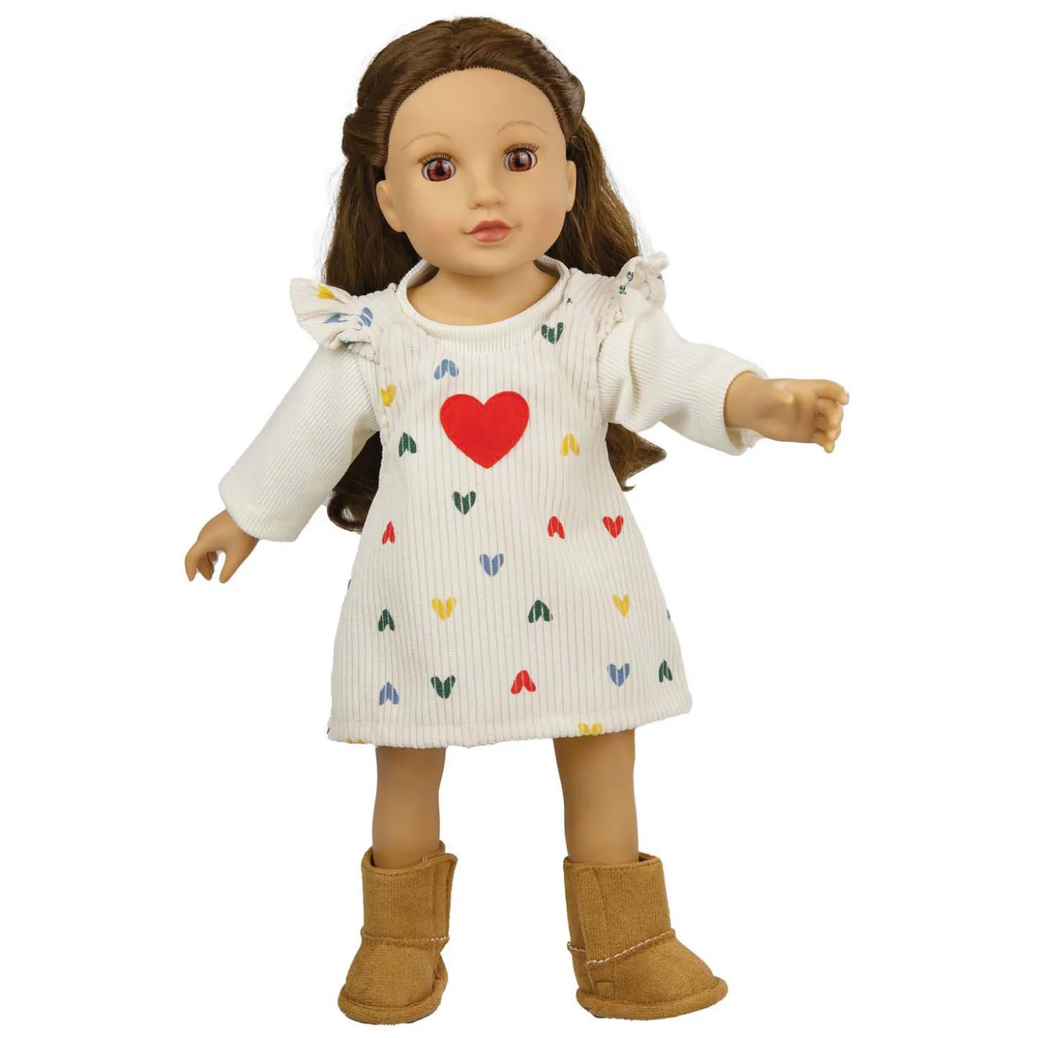 Poppen Ribfluwelen Jurk Hartjesconfetti, 35-45 cm