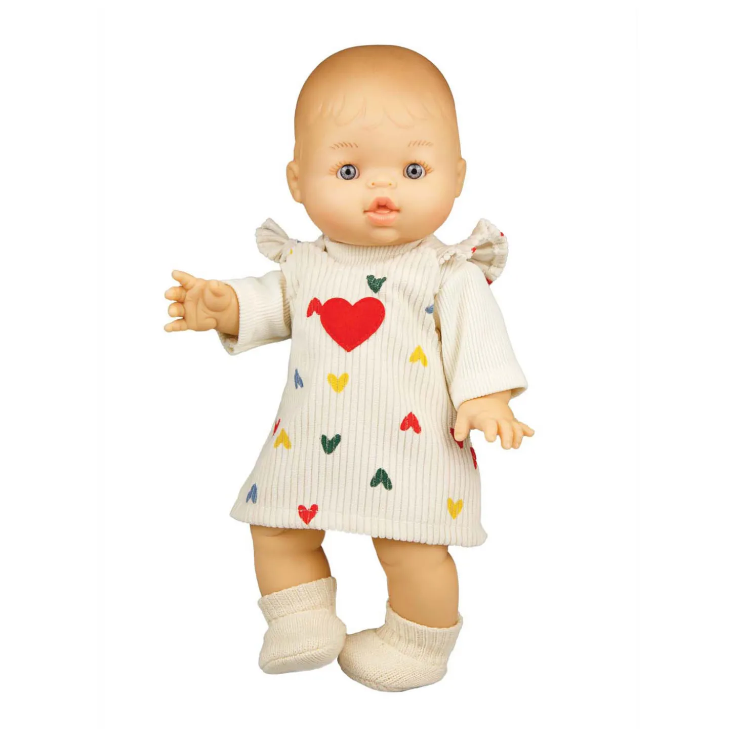 Poppen Ribfluwelen Jurk Hartjesconfetti, 35-45 cm