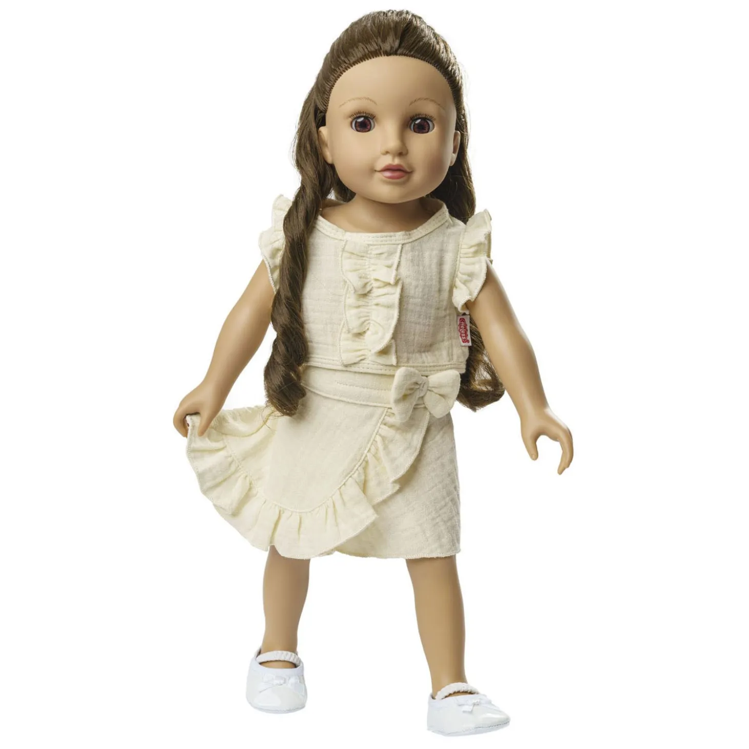 Poppen Wikkelrok Ecru met Ruches, 28-35 cm