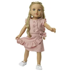 Poppen Wikkelrok Roze met Ruches, 28-35 cm