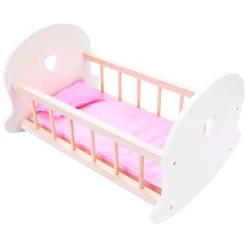 Poppenbedje Schommelwieg, Roze/Wit