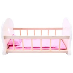 Poppenbedje Schommelwieg, Roze/Wit