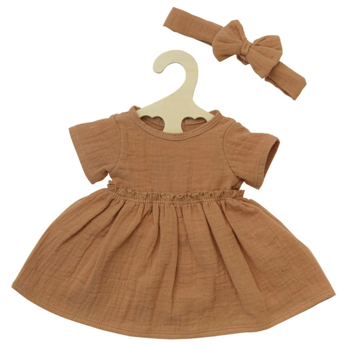 Poppenjurk Bruin met Ruches, 28-35 cm