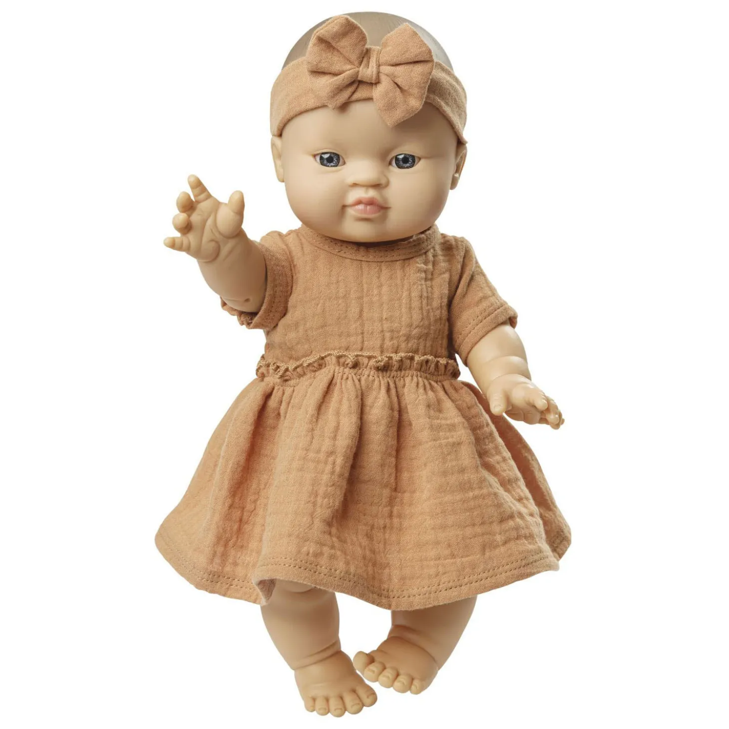 Poppenjurk Bruin met Ruches, 28-35 cm