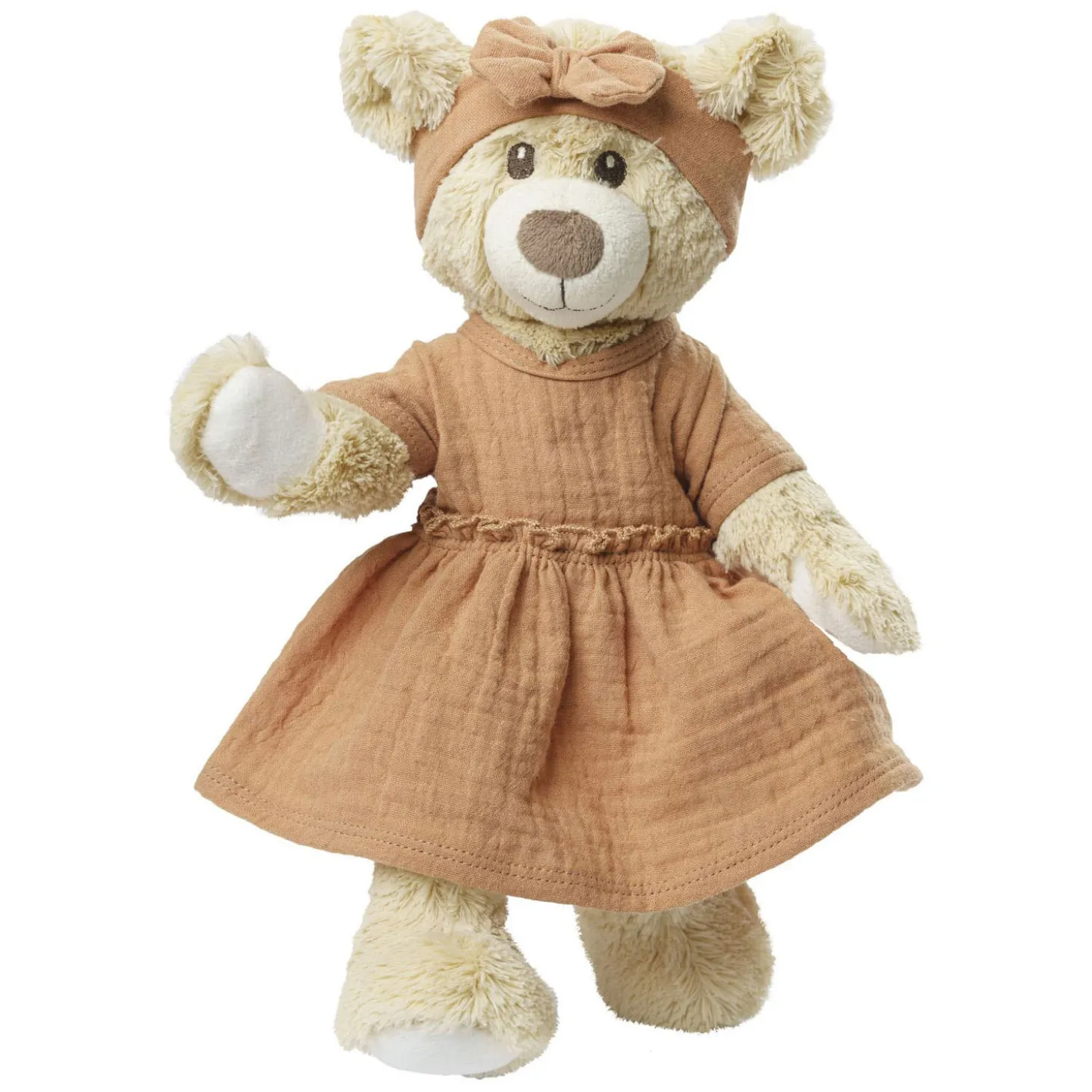 Poppenjurk Bruin met Ruches, 28-35 cm