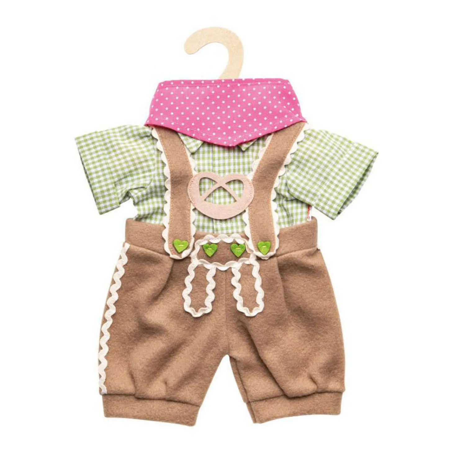 Poppenkleding Lederhosen met Overhemd en Sjaal, 28-35 cm