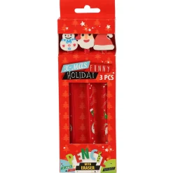 Potlood met Gum Kerst, 3st.