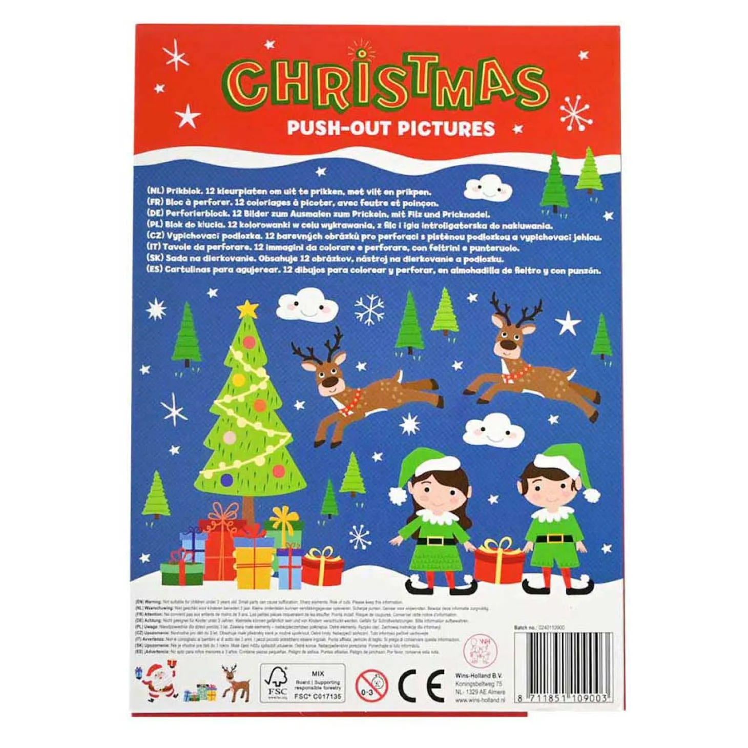 Prikblok Kerst - 12 Kleurplaten