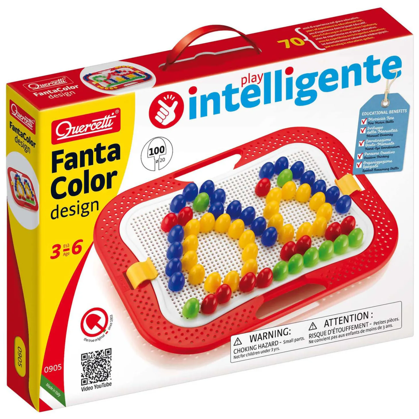 Quercetti Fantacolor Design Insteek mozaïek, 100 Pins