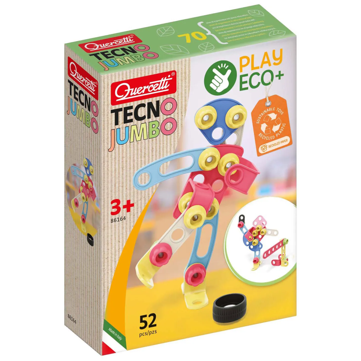 Quercetti Tecno Play Eco Constructie Bouwset, 52dlg.