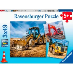 Ravensburger Bouwmachines aan het Werk Puzzel, 3x49st.