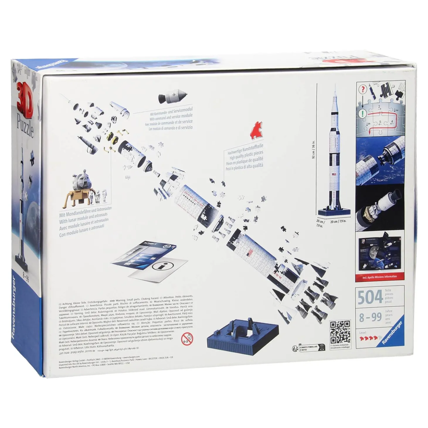 Ravensburger 3D Puzzel Apollo Saturn V, 440st.