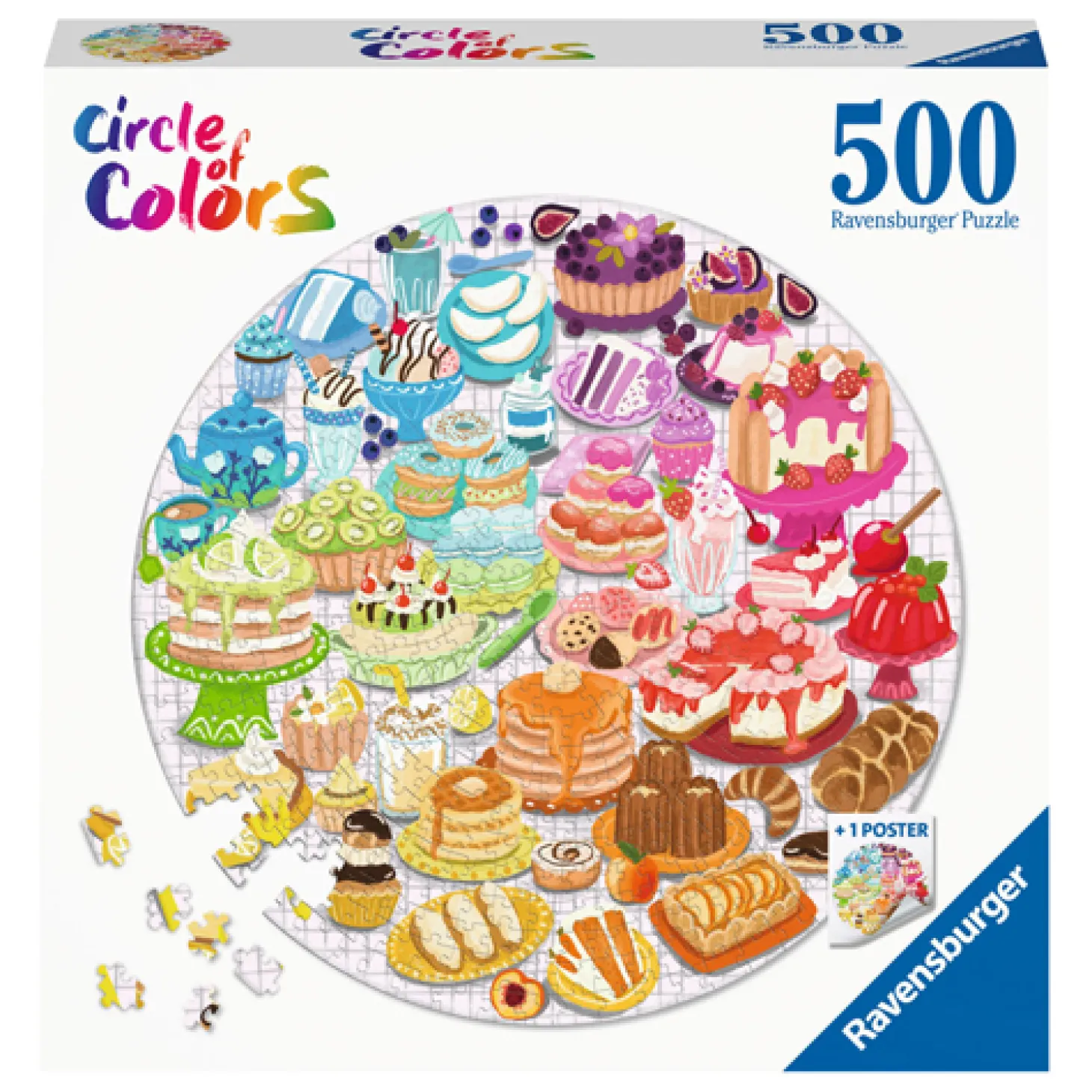 Ravensburger Legpuzzel Rond Circle of Colors Desserts Pastries, 500st.