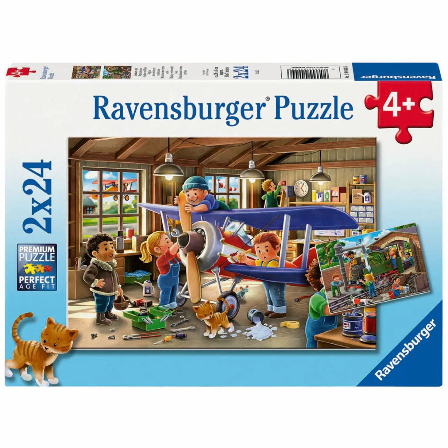Ravensburger Legpuzzel Vliegtuig en Trein Reparatie, 2x24st.
