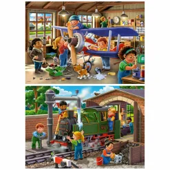 Ravensburger Legpuzzel Vliegtuig en Trein Reparatie, 2x24st.