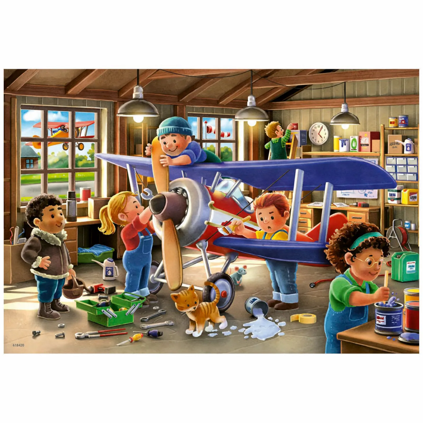 Ravensburger Legpuzzel Vliegtuig en Trein Reparatie, 2x24st.