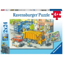 Ravensburger Legpuzzel Vuilniswagen en Sleepwagen, 2x24st.
