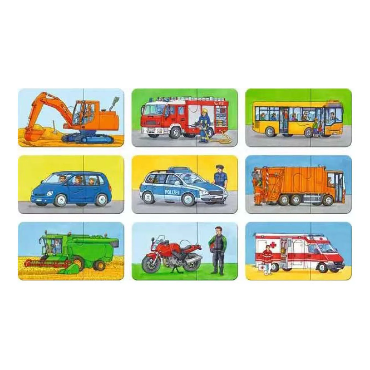 Ravensburger Special Voertuigen puzzel, 9x2st.