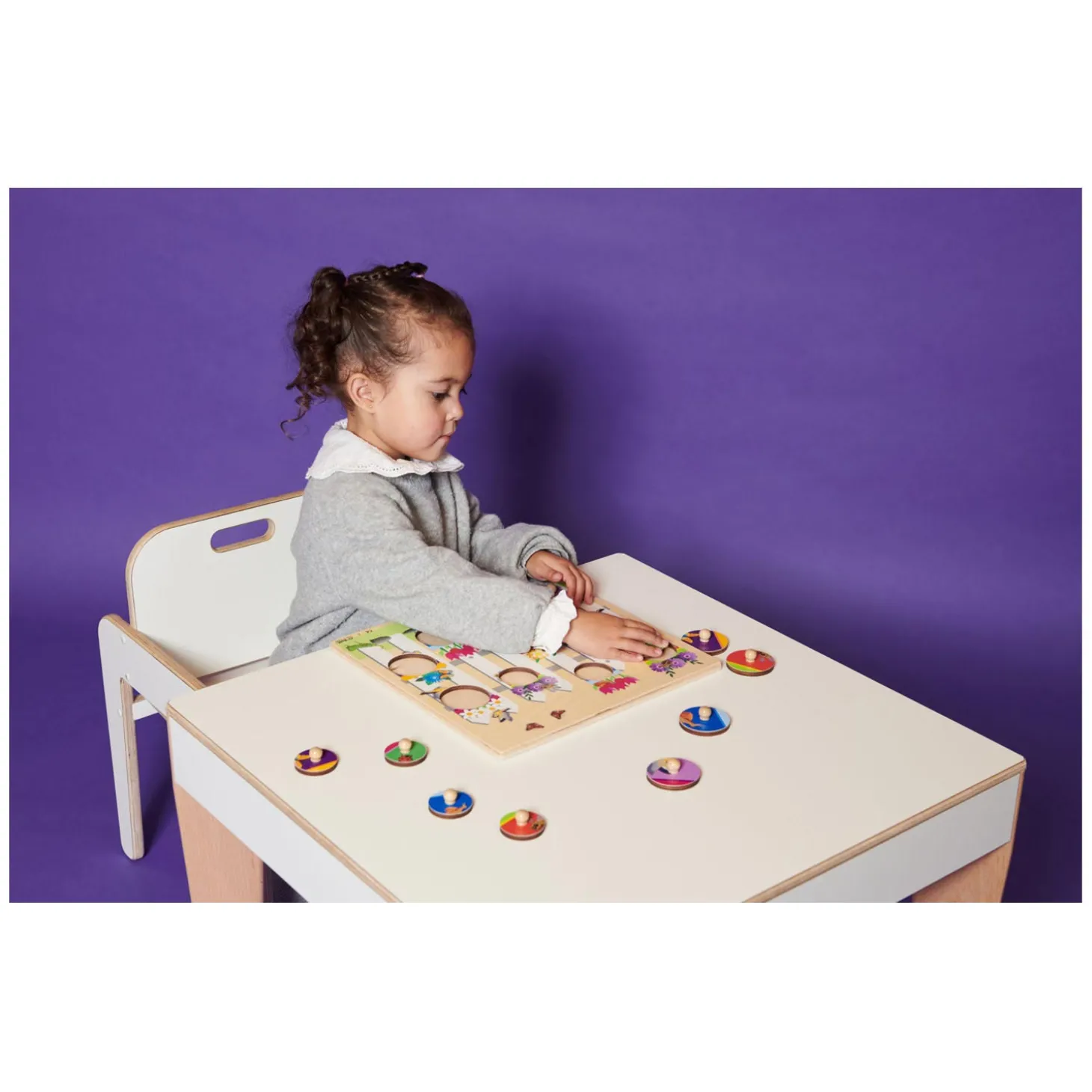 Rolf - Houten Noppenpuzzel Bloemen, 10st.