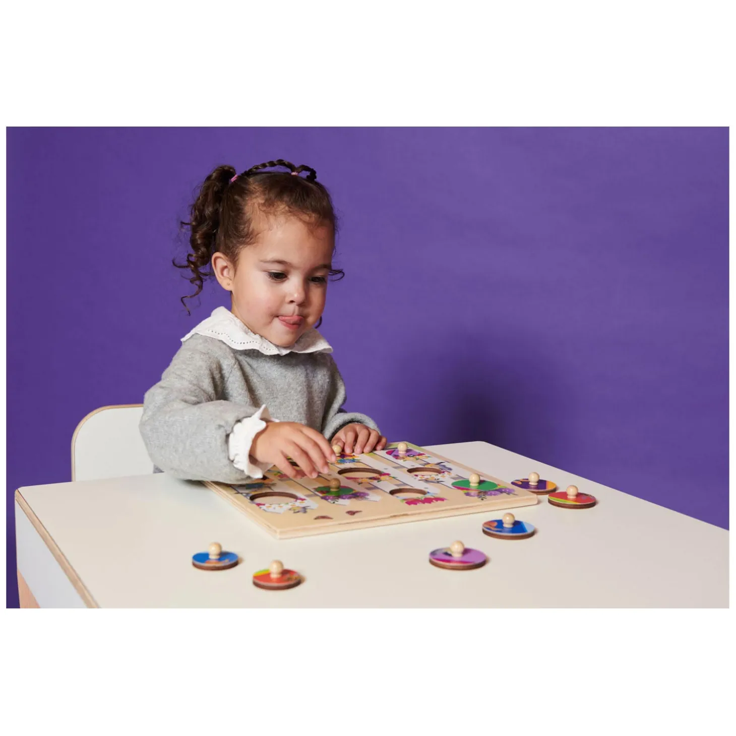 Rolf - Houten Noppenpuzzel Bloemen, 10st.